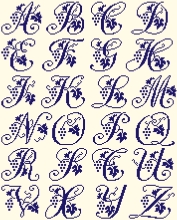 Alphabet raisins serviettes - pour chaque lettre, h=33 points
